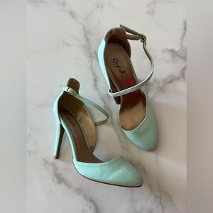 Qupid Strappy Mint Tiffany Blue Unique High Heel Stiletto Shoes Size 8.5
